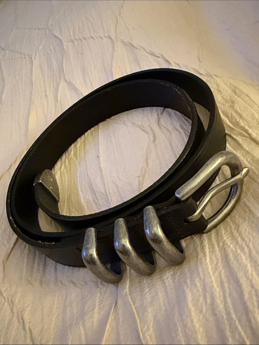 Banana Republic Black Leather Belt with Silver-Tone Buckle